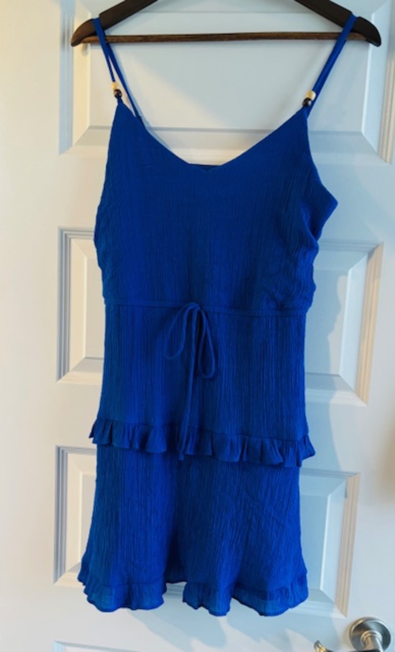 Royal Blue Ruffle Hem Sleeveless Dress